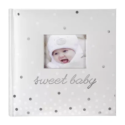 Malden 2-up Sweet Baby Silver Stamp 160 Photo Album In White