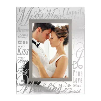 Malden 4x6 Mr And Mrs Metalic Glass Tabletop Frame In Silver