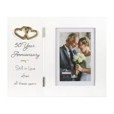 Malden 4x6/5x7 50th Anniversary Bifold Tabletop Frame In White