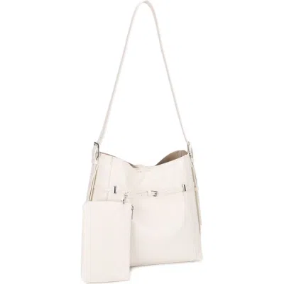 Mali + Lili Amy Vegan Leather Bucket Bag In White