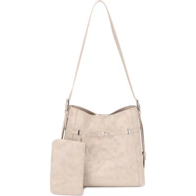 Mali + Lili Amy Vegan Leather Bucket Bag In White