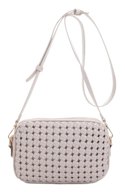 Mali + Lili Ava Woven Vegan Leather Crossbody Bag In Bone