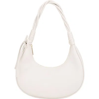 Mali + Lili Brianna Soft Bow Faux Leather Crescent Shoulder Bag In White