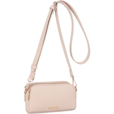Mali + Lili Clara Small Faux Leather Crossbody Bag In Bone