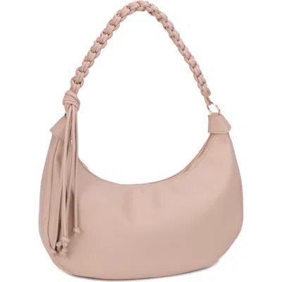 Mali + Lili Emma Faux Leather Shoulder Bag In Sand