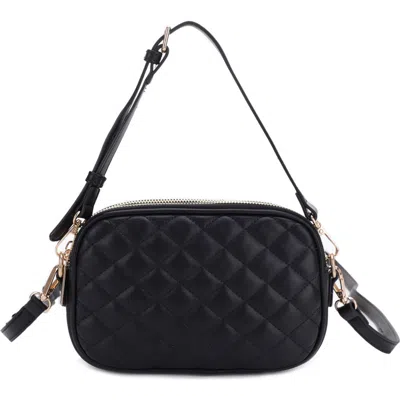 Mali + Lili Eryn Quilted Vegan Leather Crossbody Bag In Black