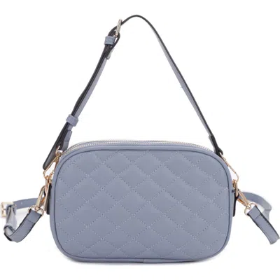 Mali + Lili Eryn Quilted Vegan Leather Crossbody Bag In Denim Blue