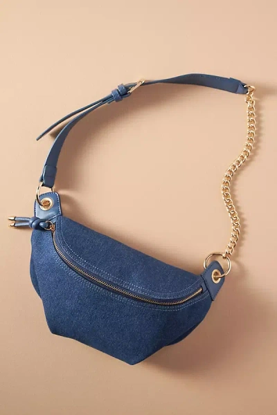 Mali + Lili Evelyn Denim & Vegan Leather Belt Bag In Blue