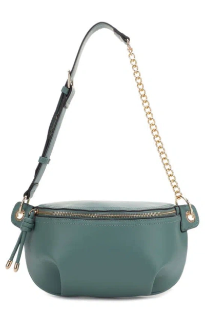 Mali + Lili Evelyn Vegan Leather Belt Bag In Dark Sage