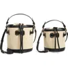 Mali + Lili Gina Set Of 2 Twinning Straw Bucket Bags In Multi