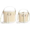 Mali + Lili Gina Set Of 2 Twinning Straw Bucket Bags In White/natural