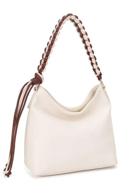 Mali + Lili Isabella Faux Leather Hobo Bag In Bone