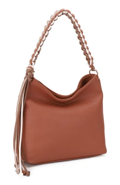 Mali + Lili Isabella Faux Leather Hobo Bag In Cognac