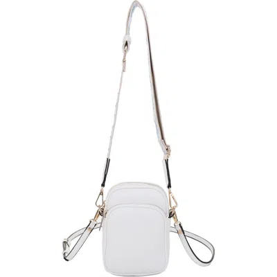 Mali + Lili Josephine Vegan Leather Crossbody Bag In White/tri