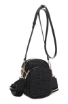 Mali + Lili Josephine Woven Vegan Leather Crossbody Bag In Black