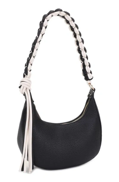 Mali + Lili Leilani Braided Faux Leather Baguette In Black