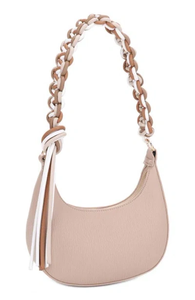 Mali + Lili Leilani Braided Faux Leather Baguette In Sand