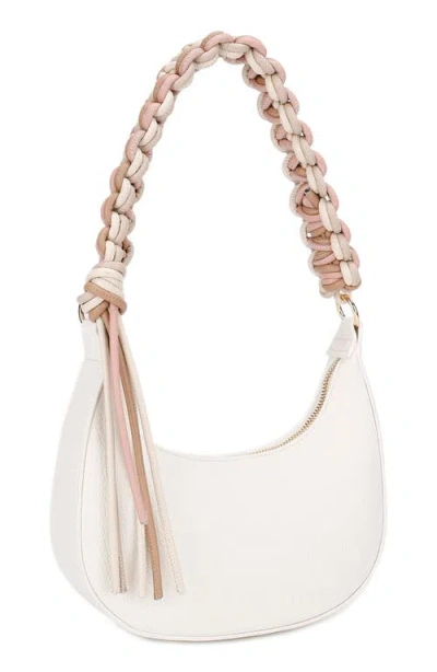 Mali + Lili Leilani Braided Faux Leather Baguette In White
