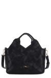 Mali + Lili Lucy Woven Vegan Leather Tote In Black