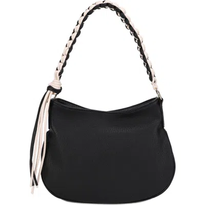 Mali + Lili Luna Braided Faux Leather Shoulder Bag In Black