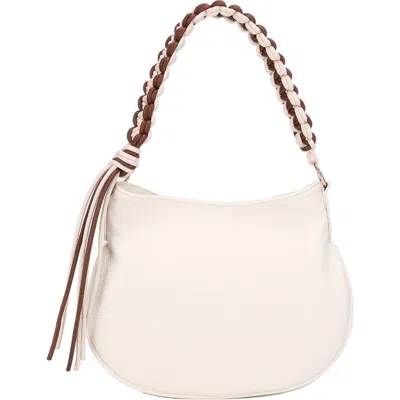 Mali + Lili Luna Braided Faux Leather Shoulder Bag In Cream