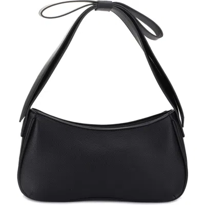Mali + Lili Marissa Bow Recycled Vegan Leather Shoulder Bag In Black