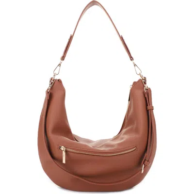 Mali + Lili Megan Recycled Vegan Leather Hobo Sling Bag In Cognac