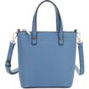Mali + Lili Mia Mini Recycled Vegan Leather Crossbody Tote In Denim Blue