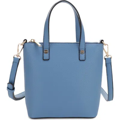 Mali + Lili Mia Mini Recycled Vegan Leather Crossbody Tote In Denim Blue