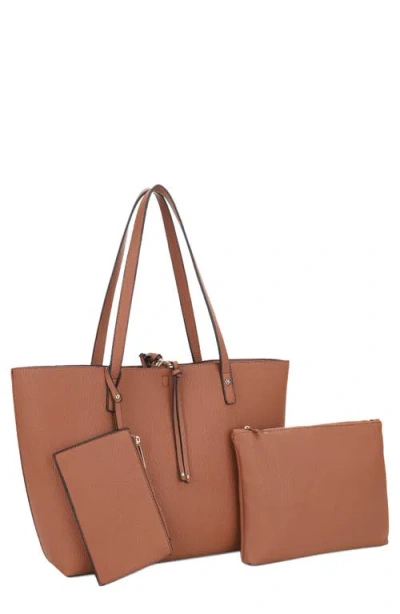 Mali + Lili Monet Recycled Vegan Leather Tote In Cognac