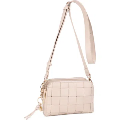 Mali + Lili Nora Woven Faux Leather Crossbody Bag In Bone