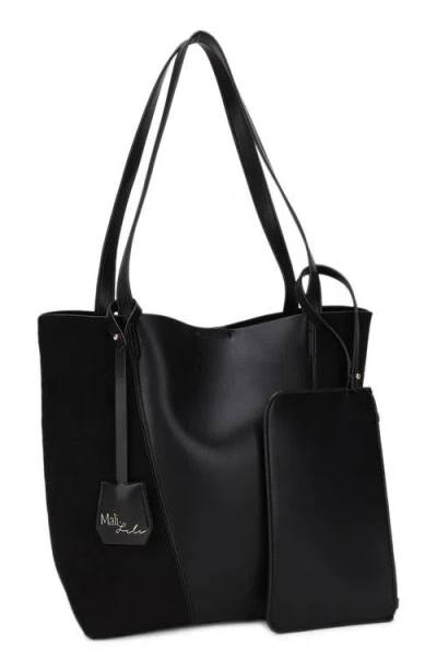 Mali + Lili North South Faux Leather Tote In Black