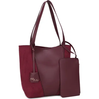Mali + Lili North South Faux Leather Tote In Wine