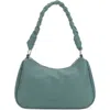 Mali + Lili Sarah Vegan Leather Shoulder Bag In Dark Sage