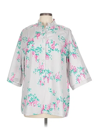 Pre-owned Malia 3/4 Sleeve Button Down Shirt In Gray
