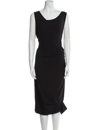 Pre-owned Malia Mills Bateau Neckline Midi Length Dress In Blue