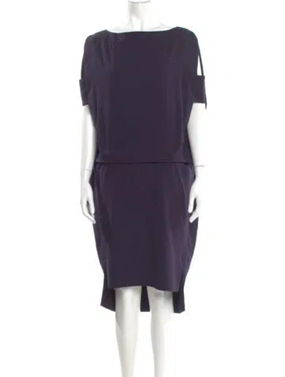 Pre-owned Malia Mills Bateau Neckline Midi Length Dress In Purple