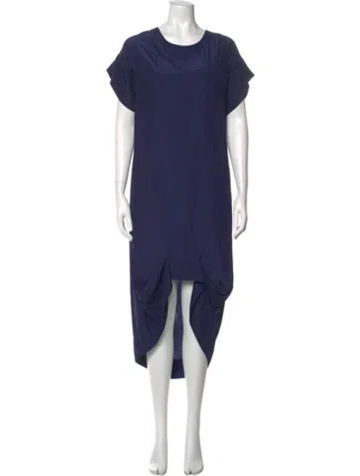 Pre-owned Malia Mills Crew Neck Long Dress In Blue