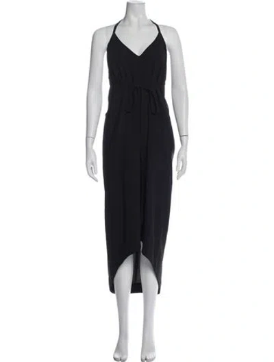 Pre-owned Malia Mills Halterneck Long Dress In Blue