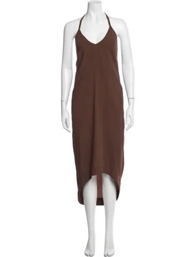 Pre-owned Malia Mills Halterneck Midi Length Dress W/ Tags In Brown