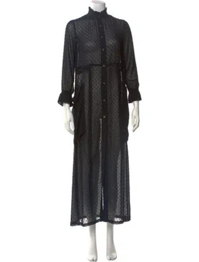 Pre-owned Malia Mills Mock Neck Long Dress In Black