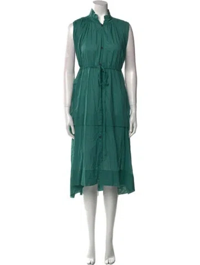 Pre-owned Malia Mills Mock Neck Long Dress In Green