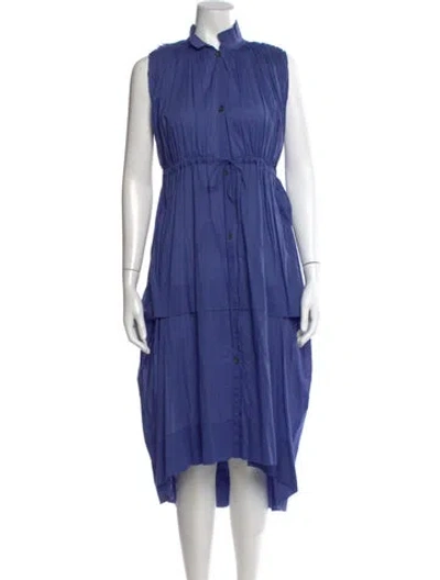 Pre-owned Malia Mills Mock Neck Midi Length Dress In Blue