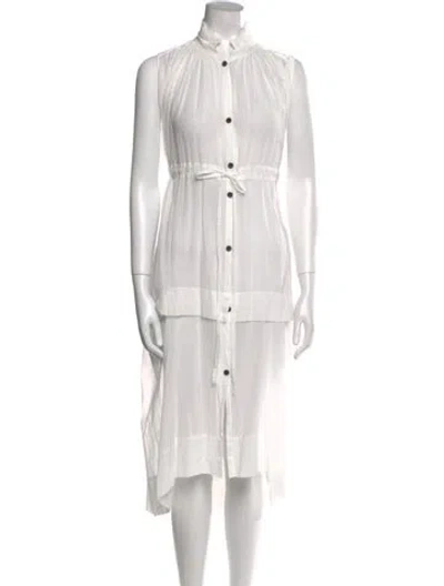 Pre-owned Malia Mills Mock Neck Midi Length Dress In Neutral