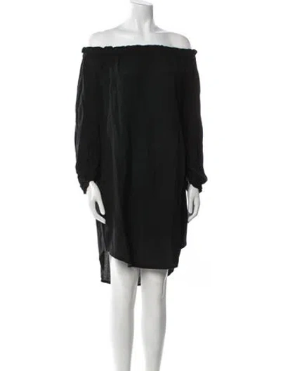 Pre-owned Malia Mills Off-the-shoulder Mini Dress In Black
