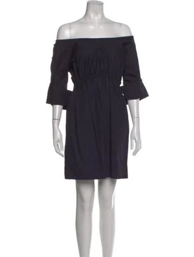 Pre-owned Malia Mills Off-the-shoulder Mini Dress In Blue