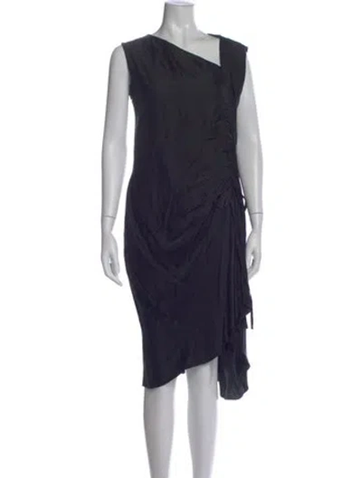Pre-owned Malia Mills One-shoulder Midi Length Dress In Blue