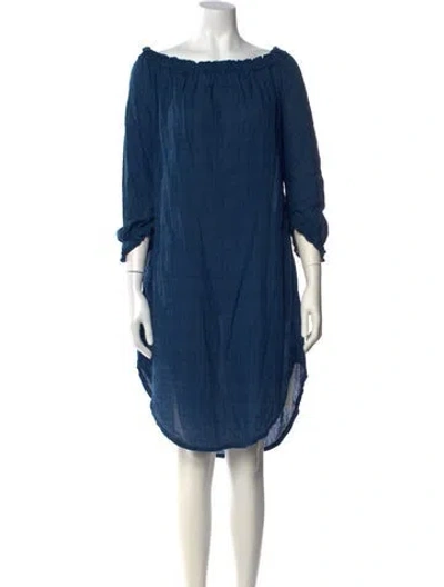Pre-owned Malia Mills Plaid Print Knee-length Dress In Blue