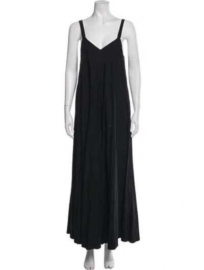 Pre-owned Malia Mills Plunge Neckline Jumpsuit In Blue