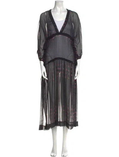 Pre-owned Malia Mills Printed Midi Length Dress In Gray